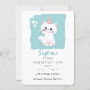 Invitation Jour Purr-fect Chat Anniversaire