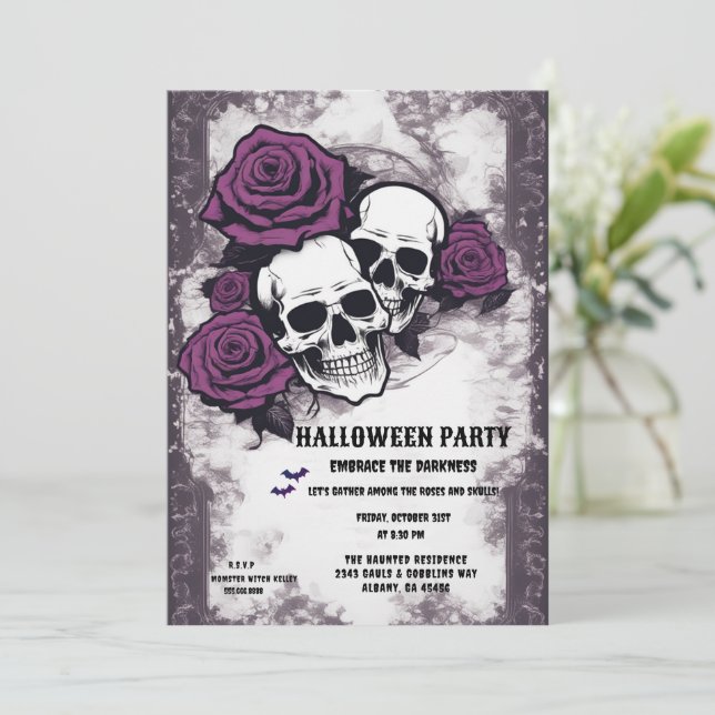Invitation Jour rétro de la fête de l'Halloween des morts et  (Debout devant)