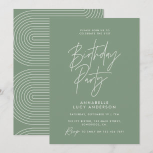 Invitation Jour vert géométrique de script minimal moderne