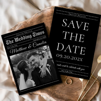 Invitation Journal de mariage minimaliste Photo Enregistrer l