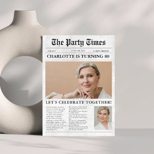 Invitation Journal unique 80e anniversaire Photo personnalisé