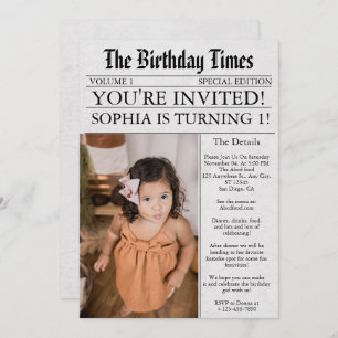 Invitation Journal Unique Fun Photo 1er Anniversaire