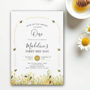 Invitation Journée de la petite abeille à miel Fleurs sauvage