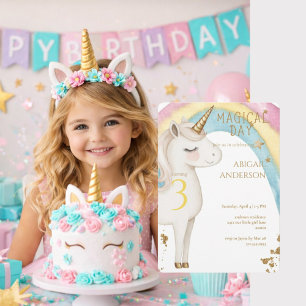 Invitation Journée Magique Fête d'anniversaire Licorne Fille