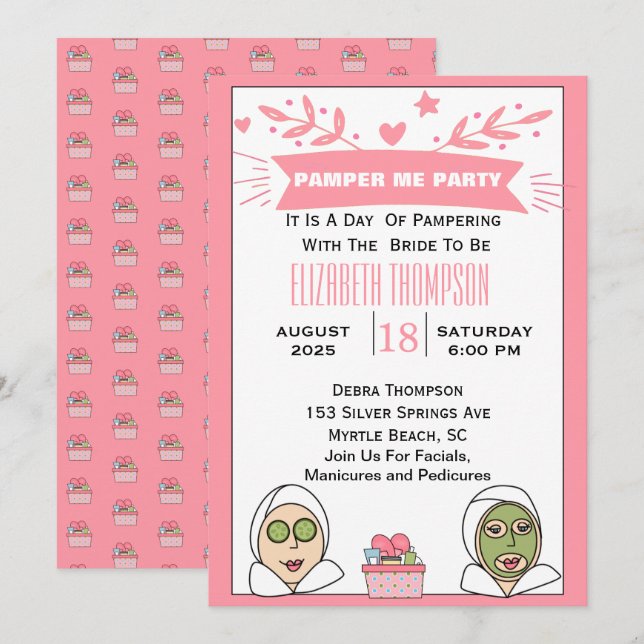 Invitation Journée Spa Pour la Future Mariée (Devant / Derrière)