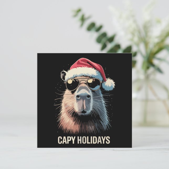 Invitation Jours fériés de Noël amusant Noël Capy Xmas Capyba (Debout devant)