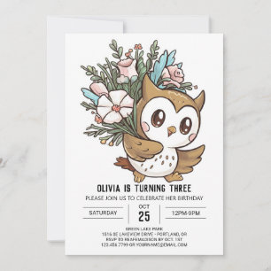 Invitation Jovely Little Digital Owl Anniversaire