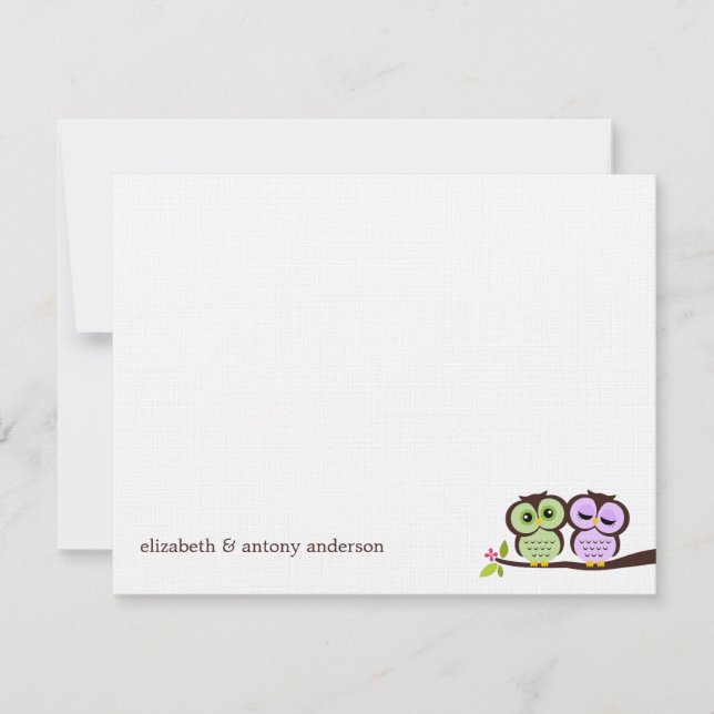 Invitation Jovely Owls Custom Flat Merci Notes (Devant)