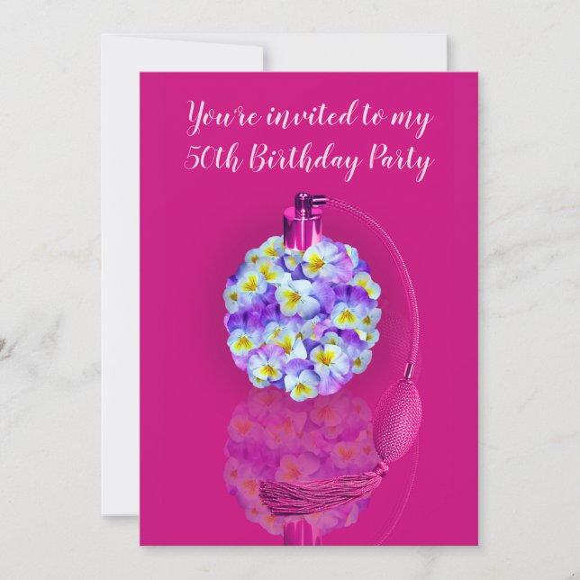 Invitation Jovely Pansy Atomizer fête d'anniversaire (Devant)