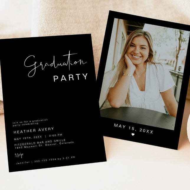 Invitation JOVI Black Modern Edgy Graduation Party (Créateur téléchargé)