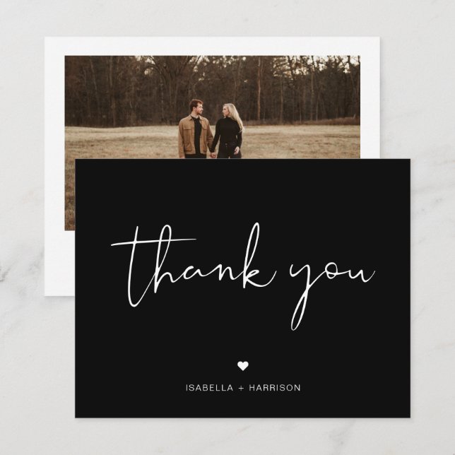 Invitation JOVI Edgy Merci photo moderne noir et blanc (Devant / Derrière)