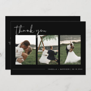 Invitation JOVI Moderne Edgy Black Photo Mariage Merci