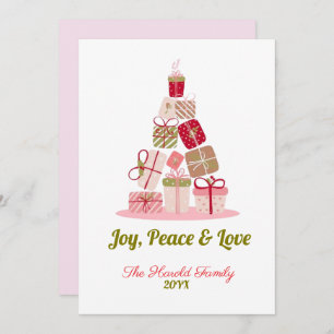 Invitation Joy Peace and Love Christmas Tree Card