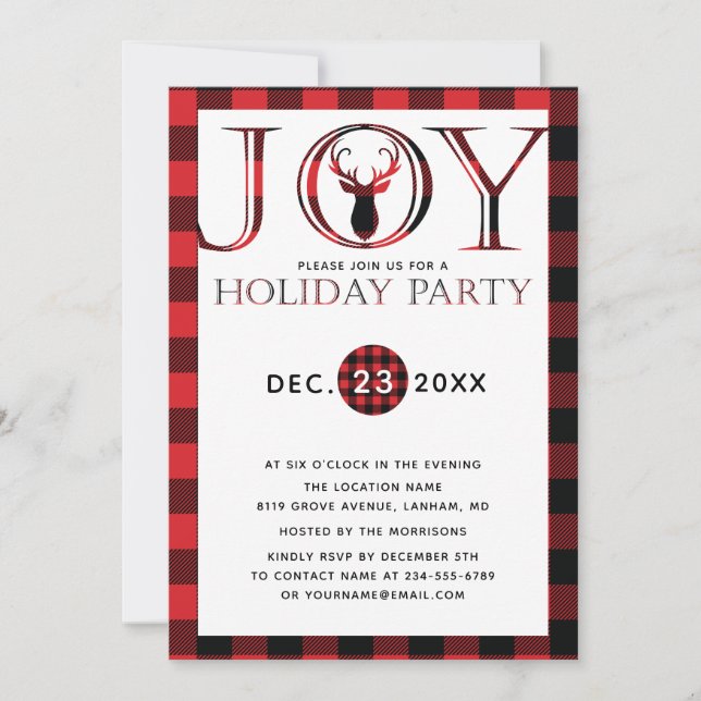 Invitation Joy Plaid Fête de vacances (Devant)