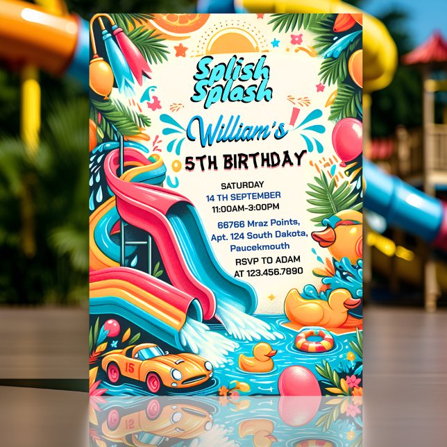 Invitation Joy Water Park Cool Été de splash pad 8e anniversa (Créateur téléchargé)