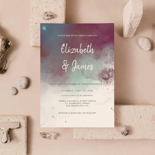 Invitation Joyau d'aquarelle moderne tons Boho Mariage (Créateur téléchargé)