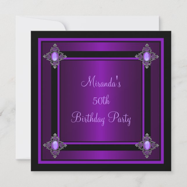 Invitation Joyau d'argent violet Black Event Party (Devant)