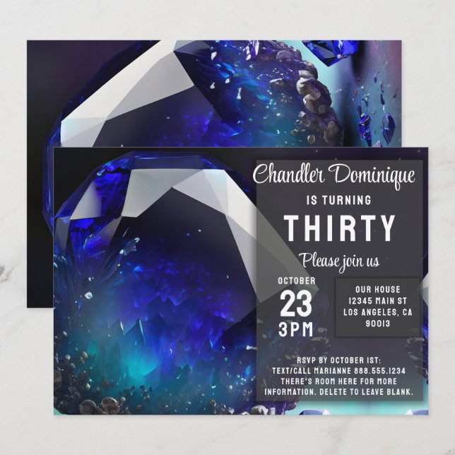 Invitation Joyau de cristal Sagittarius Topaz Décembre Annive (Devant / Derrière)