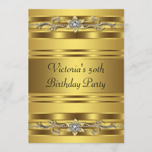 Invitation Joyau d'or des femmes 50e anniversaire en or