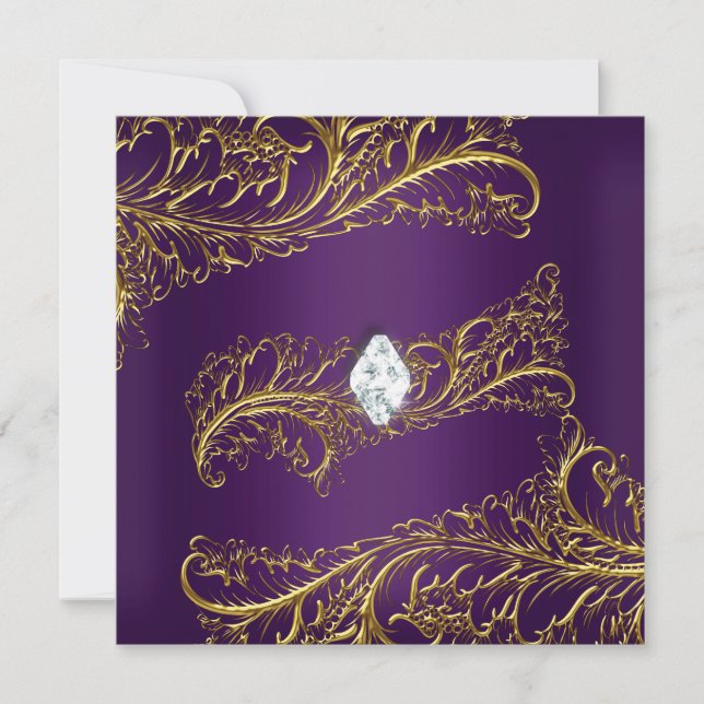 Invitation Joyau d'or violet élégant Joyau Diamant Anniversai (Devant)