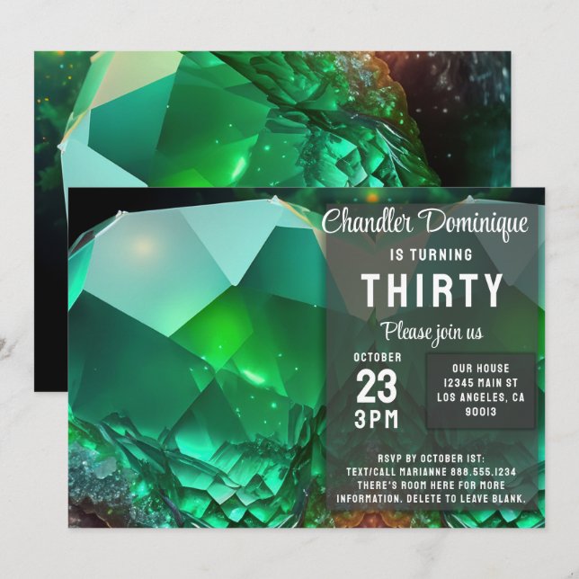Invitation Joyau en cristal Leo Green Peridot Août Anniversai (Devant / Derrière)