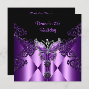 Invitation Joyau papillon violet Lilac 30e fête d'anniversair