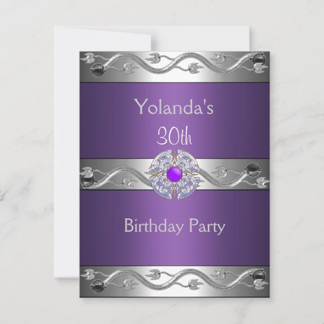 Invitation Joyau Purple Silver 30e fête d'anniversaire 2 (Devant)
