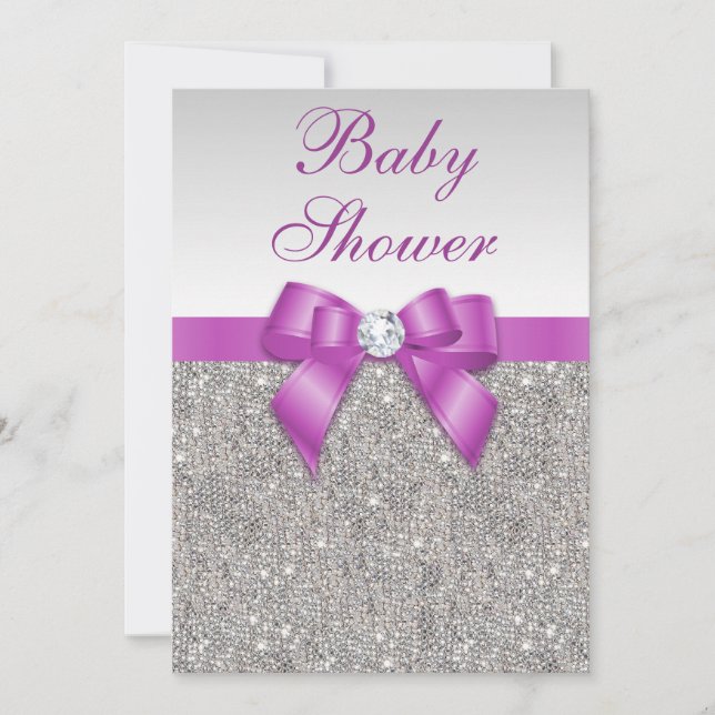 Invitation Joyaux d'argent Baby shower de la boue d'orchidées (Devant)