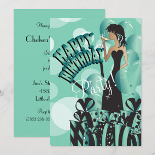 Invitation Joyeuse Diva Girl  Nom DO-IT-YOURSELF  Jade