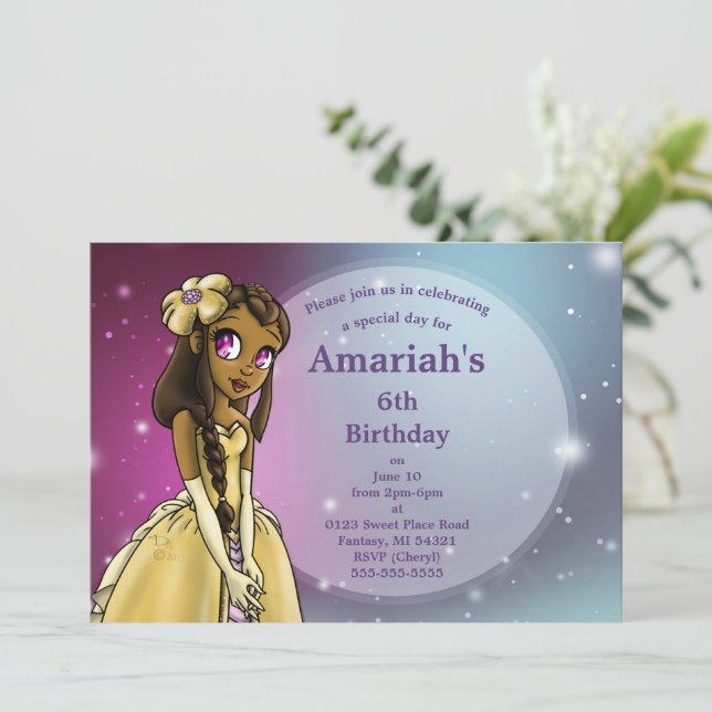 Invitation Joyeuse fête d'anniversaire de la princesse africa (Debout devant)