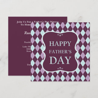 Invitation Joyeuse Fête des pères violet Jacquard dîner