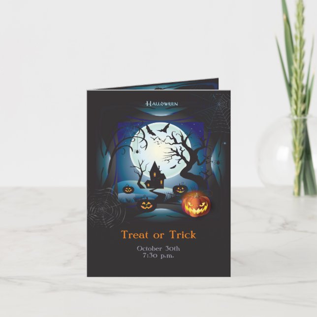 Invitation Joyeuse fête d'Halloween "Treat or Trick" Magique (Devant)