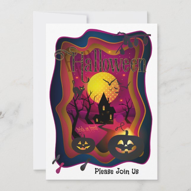 Invitation Joyeuse fête d'Halloween "Treat or Trick" Magique (Devant)