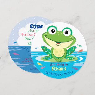 Invitation Joyeuse grenouille verte dans l'étang, 2e fête d'a