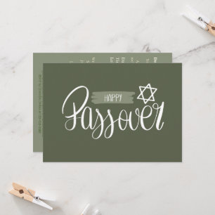 Invitation Joyeuse Pâque Seder Pesach Solid Green
