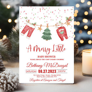 Invitation Joyeuse petite fête de bébé Santa Baby