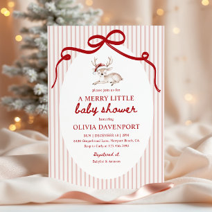 Invitation Joyeuse petite rennes rouge Baby Shower de Noël