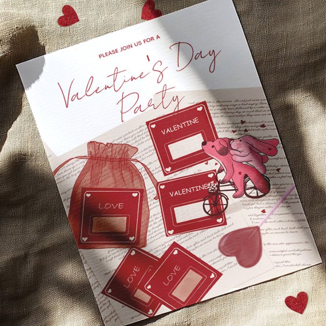 Invitation Joyeuse Saint-Valentin – Billets & Chiot à Bicycle (Créateur téléchargé)