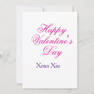 Invitation Joyeuse Saint-Valentin rose violet xoxo amour nom 