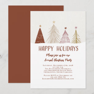 Invitation Joyeuses Fêtes de Noël Fête Arbres élégants Chic