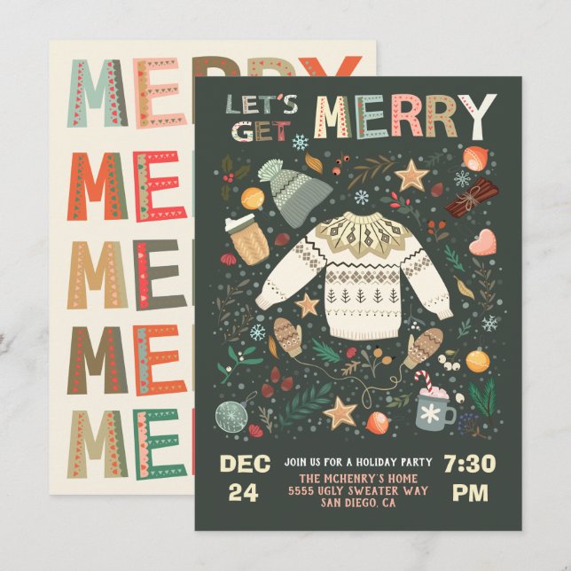 Invitation Joyeuses fêtes de Noël Sweate (Devant / Derrière)