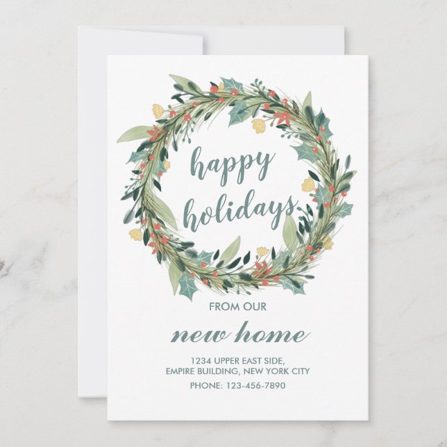 Invitation Joyeuses fêtes de notre nouvelle maison couronne d (Devant)