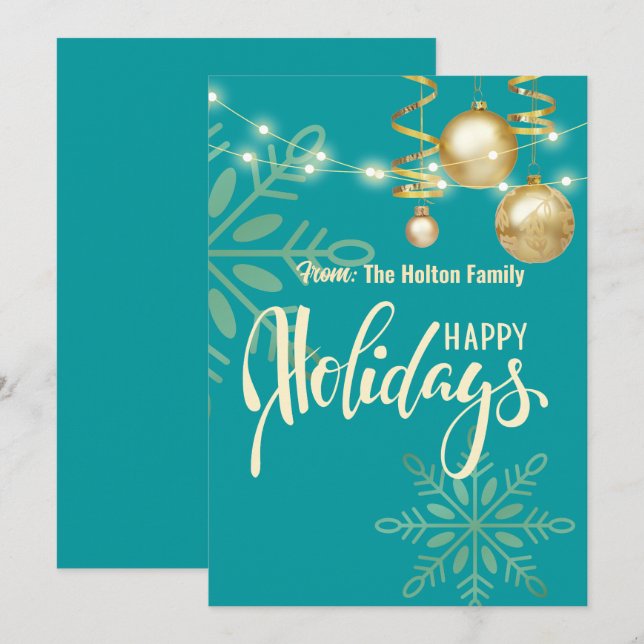 Invitation Joyeuses fêtes moderne vert Noël  (Devant / Derrière)
