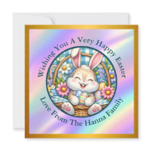 Joyeuses Pâques avec un lapin mignon, des œufs et