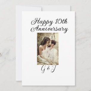 Invitation Joyeux 10e anniversaire photo couple nom lettre