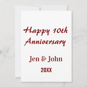 Invitation Joyeux 10ème anniversaire de mariage mauve nom sim