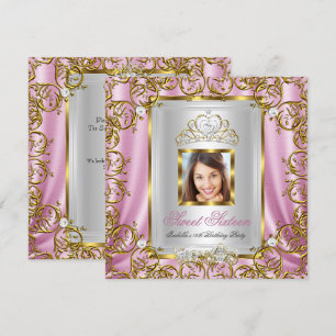 Invitation Joyeux 16 ans 16e Anniversaire Rose Or Photo