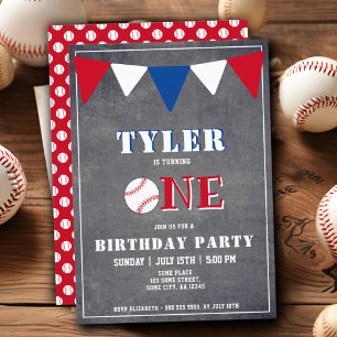 Invitation Joyeux 1er anniversaire de baseball sur tableau no