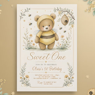 Invitation Joyeux 1er anniversaire Sweet One Honey Bear