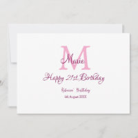 Joyeux 21e Anniversaire rose ajouter nom monogramm